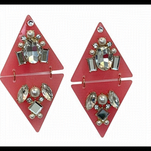 BEBE Pink triangle rhinestone Embellished earring